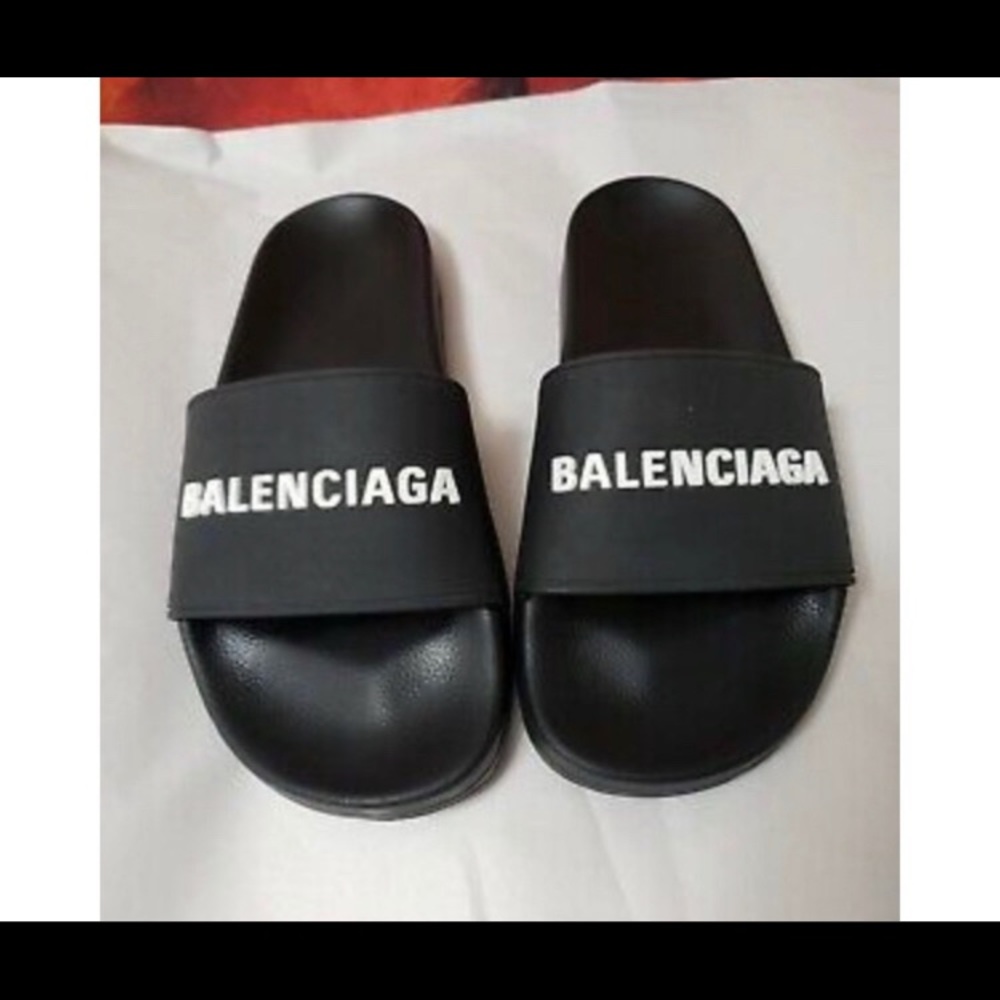 Balenciaga Black Rubber Slides